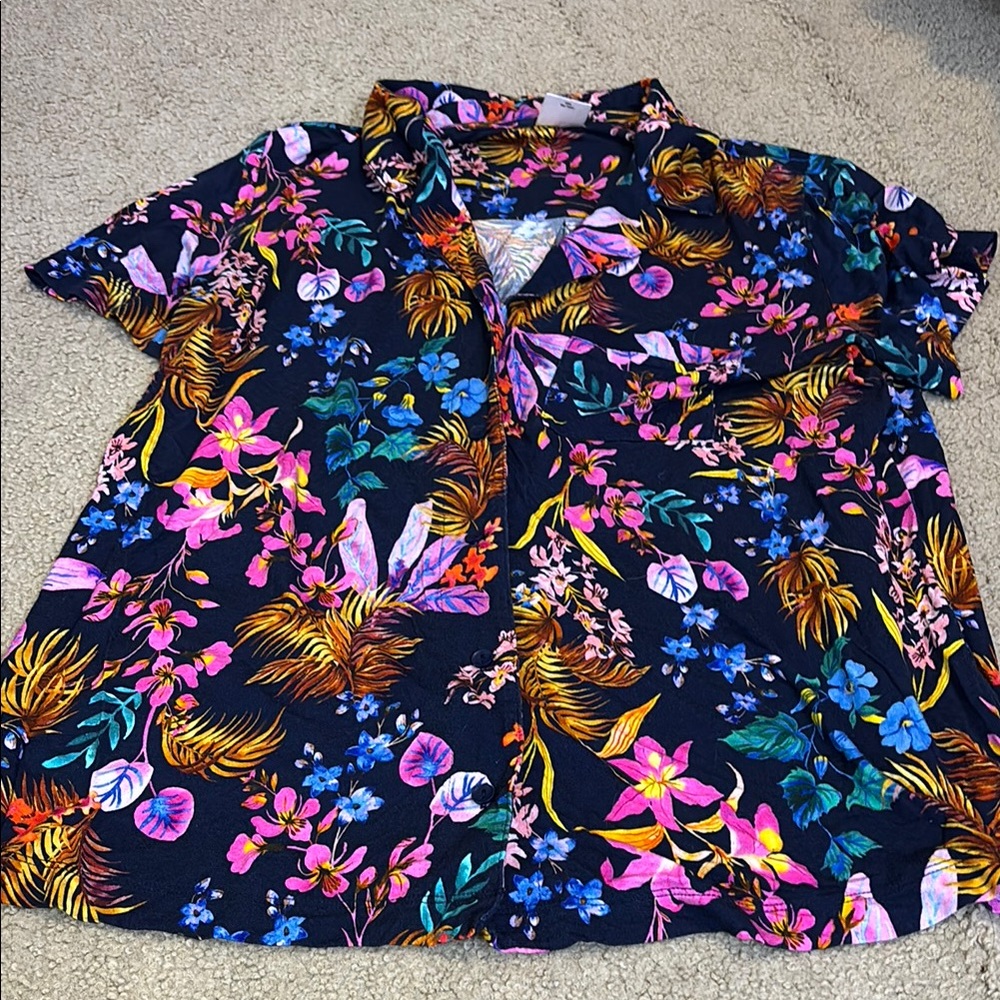 Soma Pink and Blue Short Sleeve Pajama Shirt